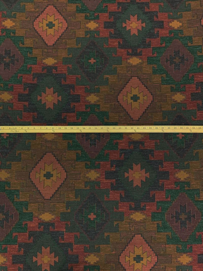 Dark Goldenrod/Chestnut/Multi Polyester/Cotton Southwestern Design Tapestry Upholstery Fabric 56W