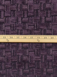 Royal Grape/Black/Dusty Gray 100% Polyester Basketweave Design Chenille Tapestry Upholstery Fabric 56W