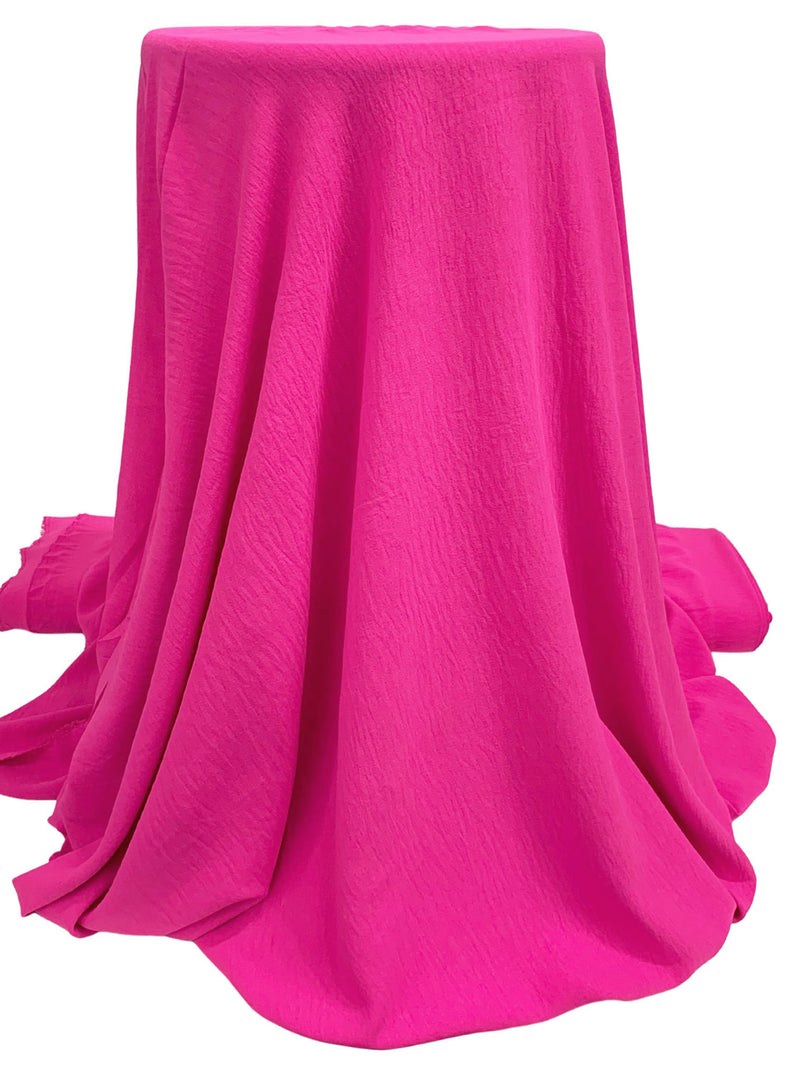 Royal Pink Polyester/Lycra Washed-Look Stretch Blouse Weight Woven - NY Designer - 58W