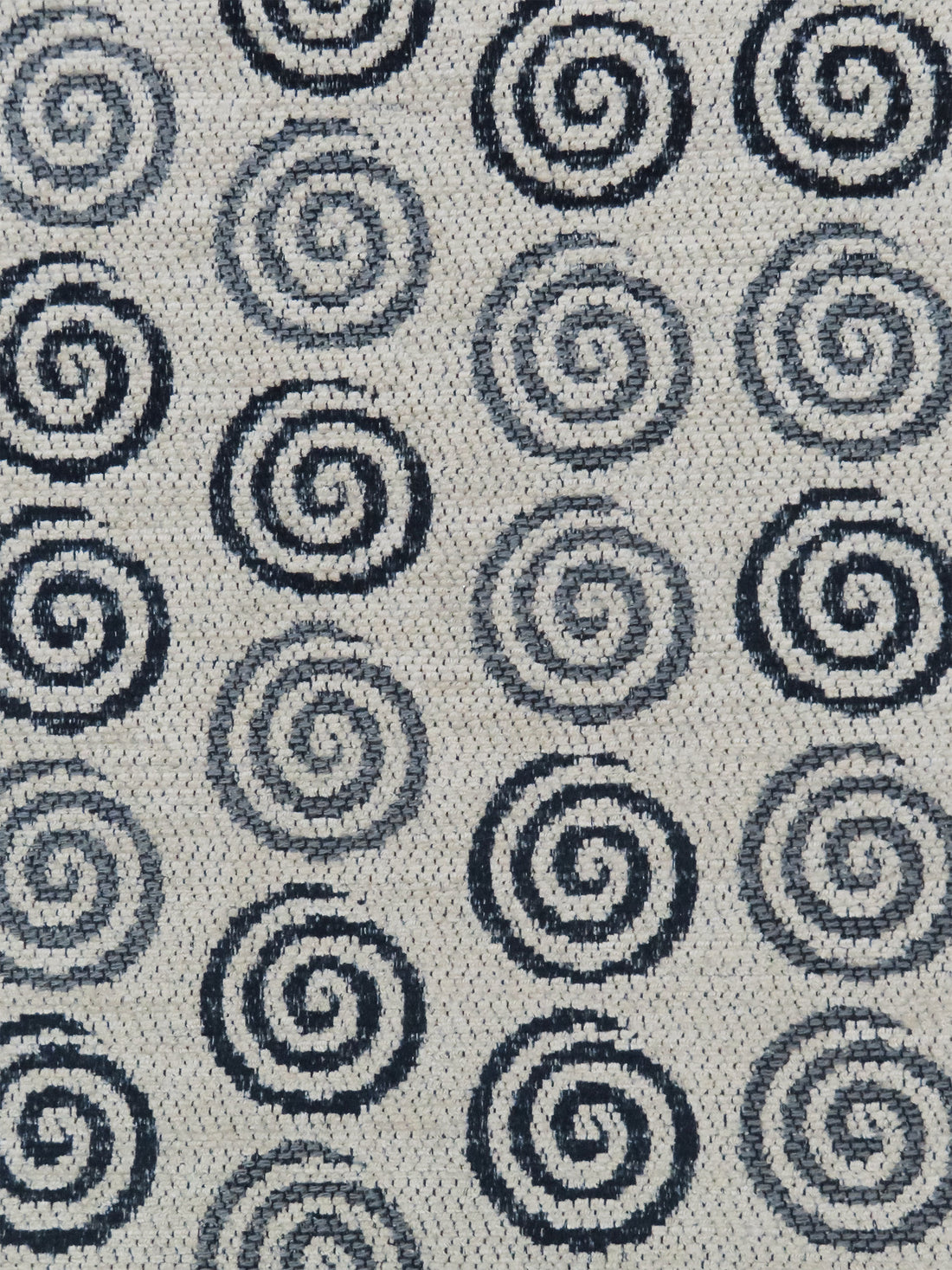 Tan/Dark Sapphire/Pewter Gray 100% Polyester Swirl Design Chenille Tapestry Upholstery Fabric 54W