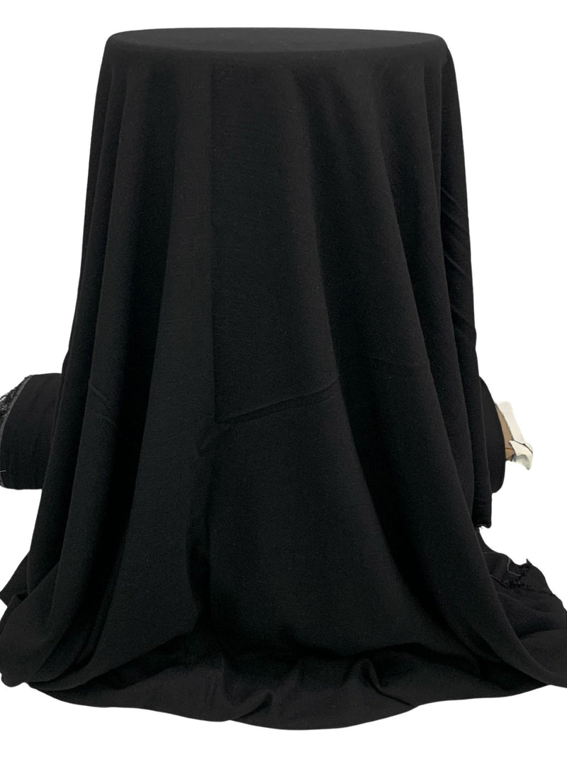 Black Linen/Cotton Laundered Linen Shirt Weight Woven - NY Designer - 52W