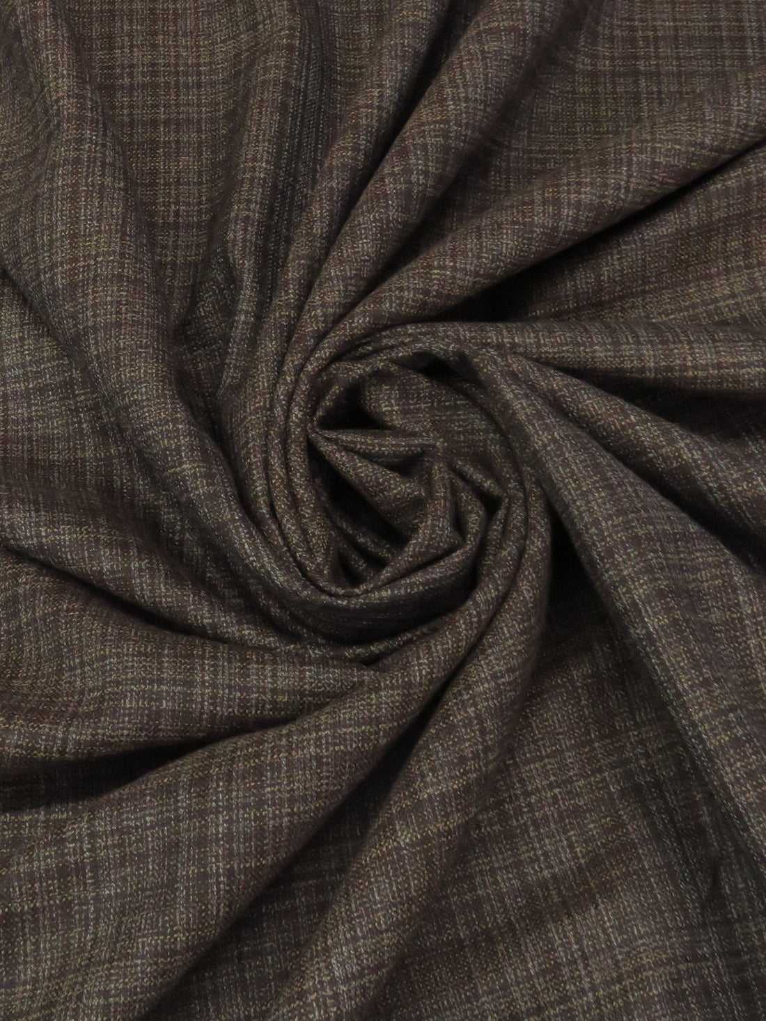 Dark Mahogany/Lead Gray/Latte Brown 100% Worsted Wool Plaid Tweed Suiting 60W