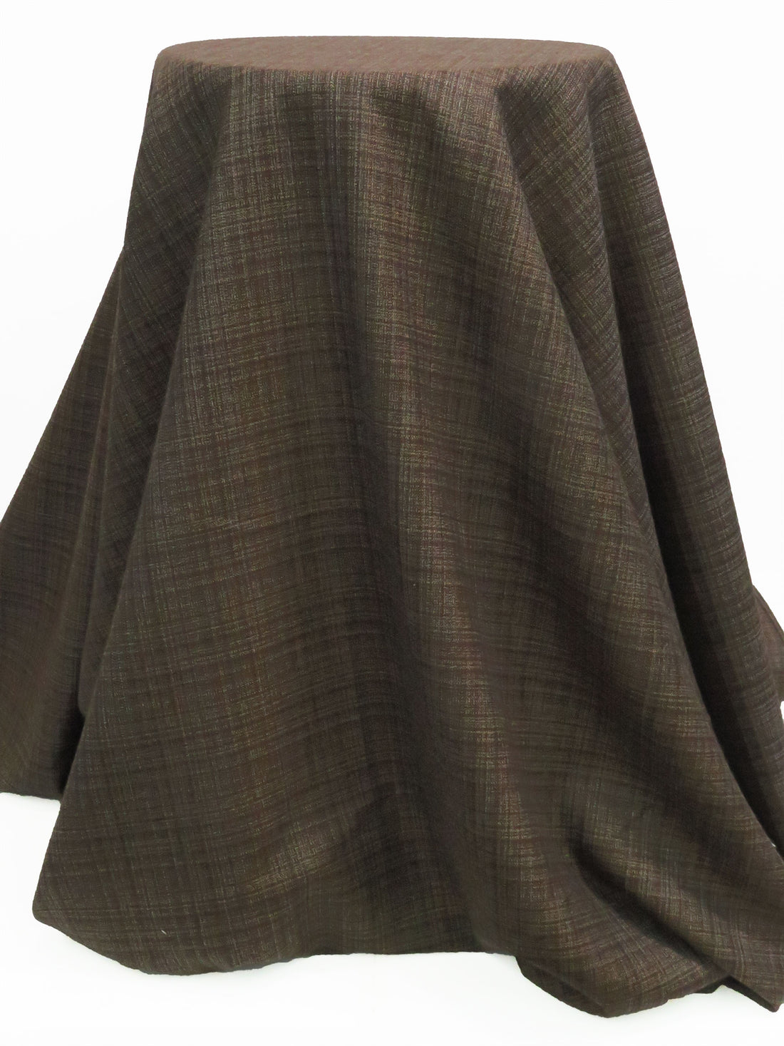 Dark Mahogany/Lead Gray/Latte Brown 100% Worsted Wool Plaid Tweed Suiting 60W