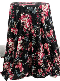 Black/Raspberry/White/Multi Polyester/Lycra Floral Print Double Brushed Knit 62W