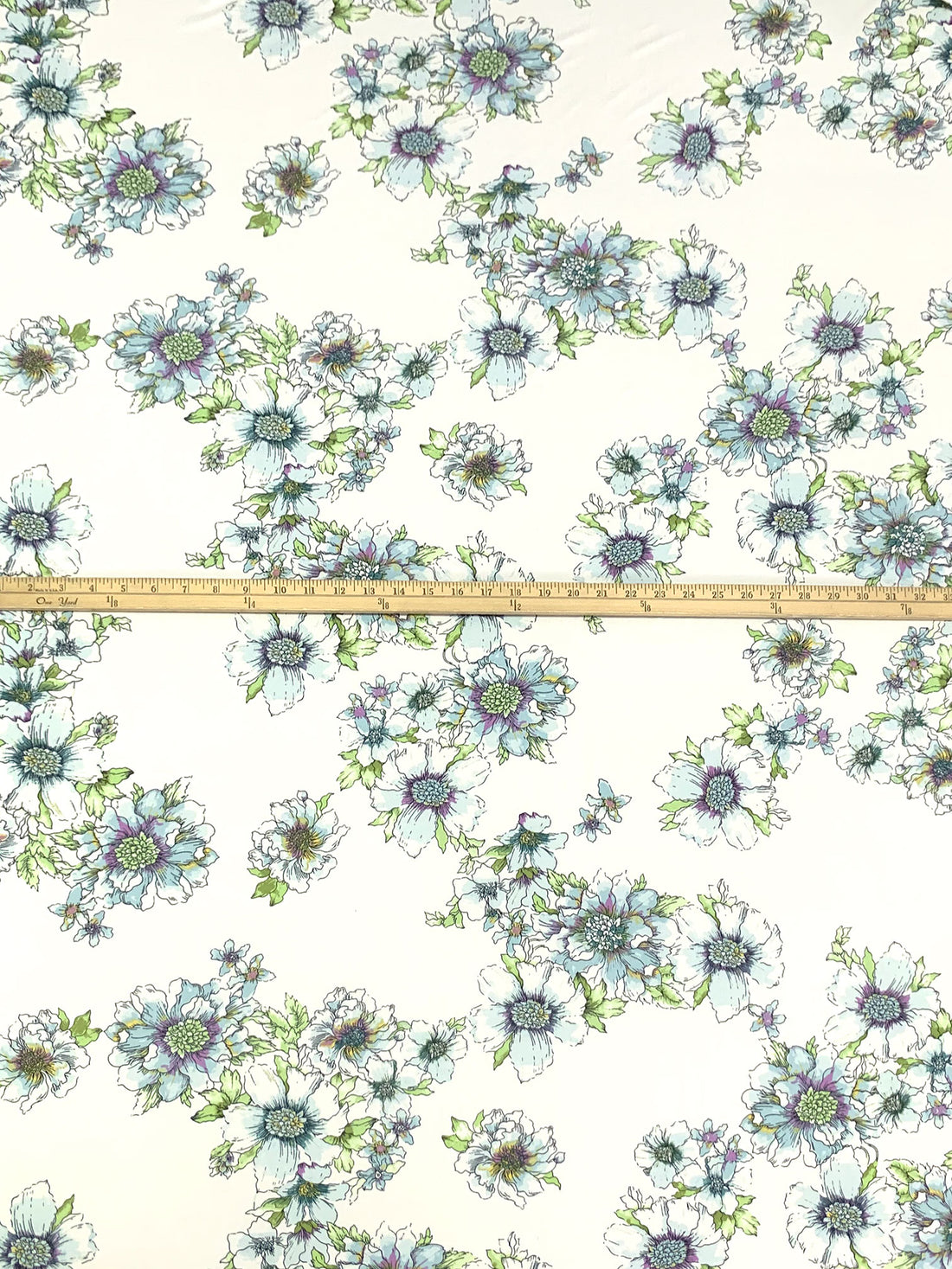 Alabaster/Lilac/Tea Green/Multi Polyester/Lycra Floral Print Double Brushed Knit 60W