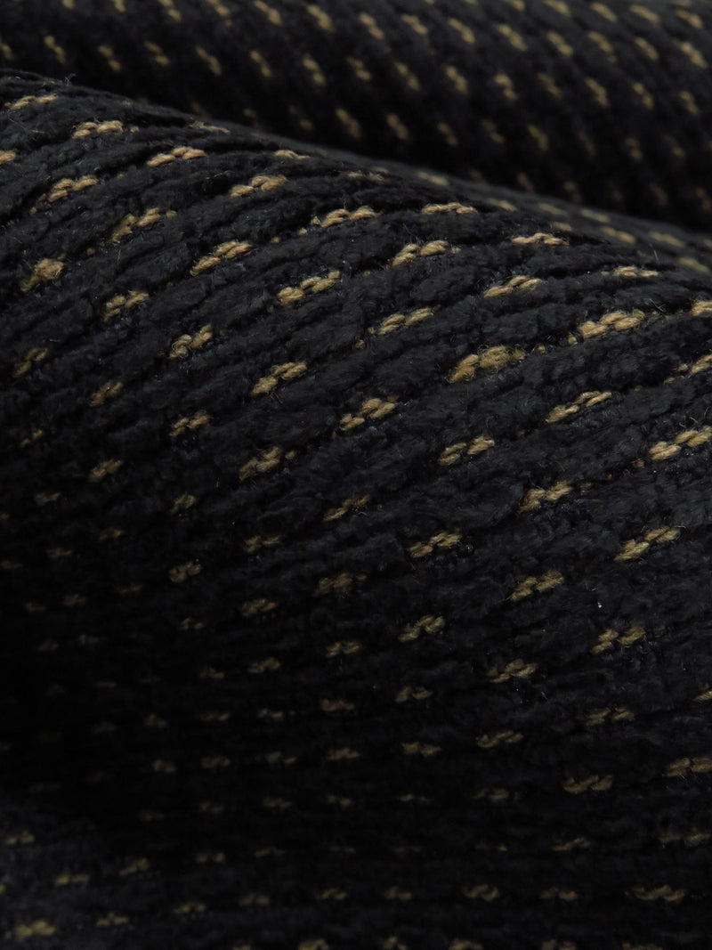 Cast Iron Black/Willow Brown Polyester/Cotton/Rayon Horizontal Dashed Stripe Chenille Tapestry Upholstery Fabric 54W