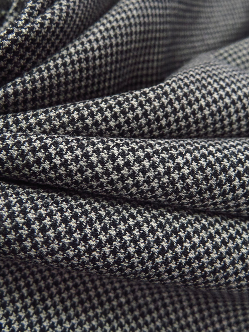 Black/Dark Gray/Almond 100% Worsted Wool Micro Houndstooth Suiting 60W