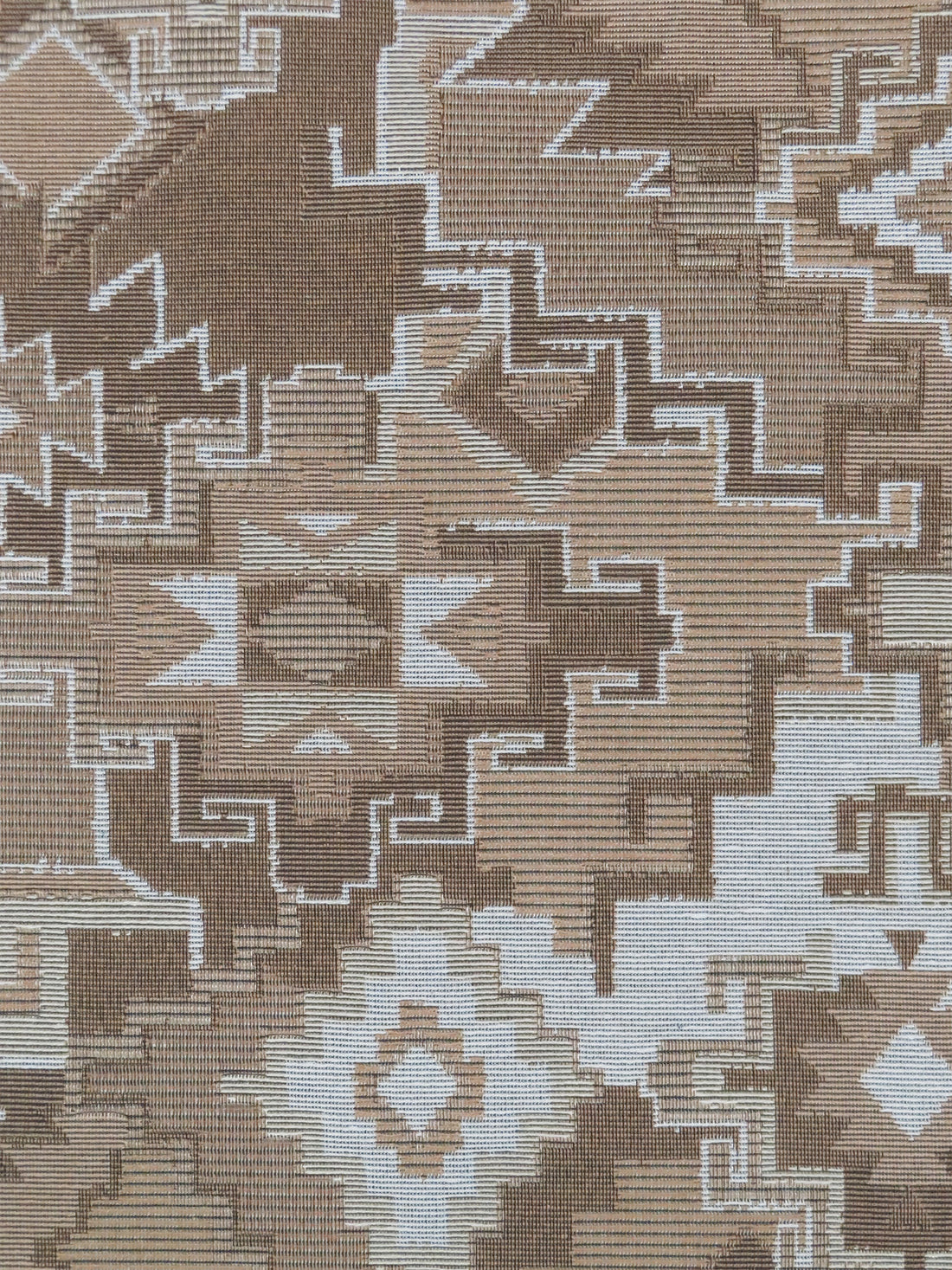 Biscuit Brown/White/Sandstone/Multi Polyester/Cotton Overlapping Southwest Design Tapestry Upholstery Fabric 57W