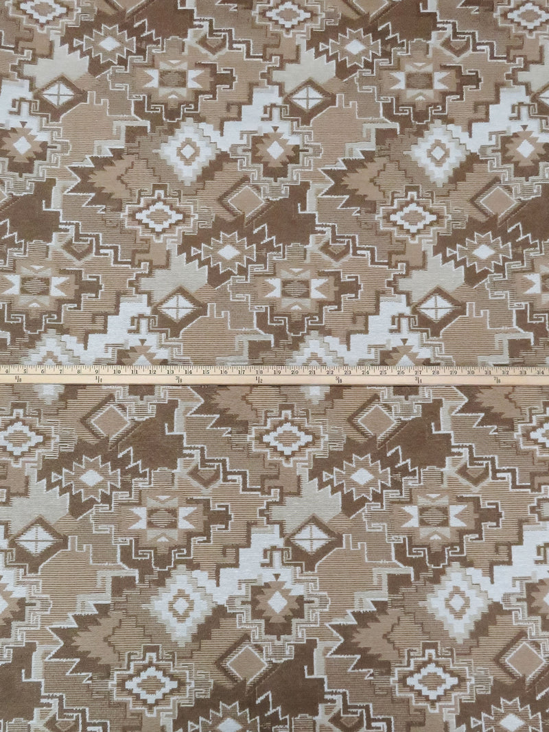 Biscuit Brown/White/Sandstone/Multi Polyester/Cotton Overlapping Southwest Design Tapestry Upholstery Fabric 57W