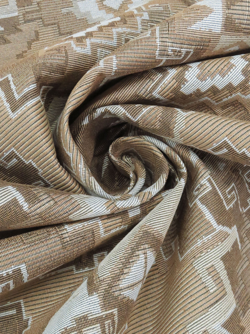 Biscuit Brown/White/Sandstone/Multi Polyester/Cotton Overlapping Southwest Design Tapestry Upholstery Fabric 57W