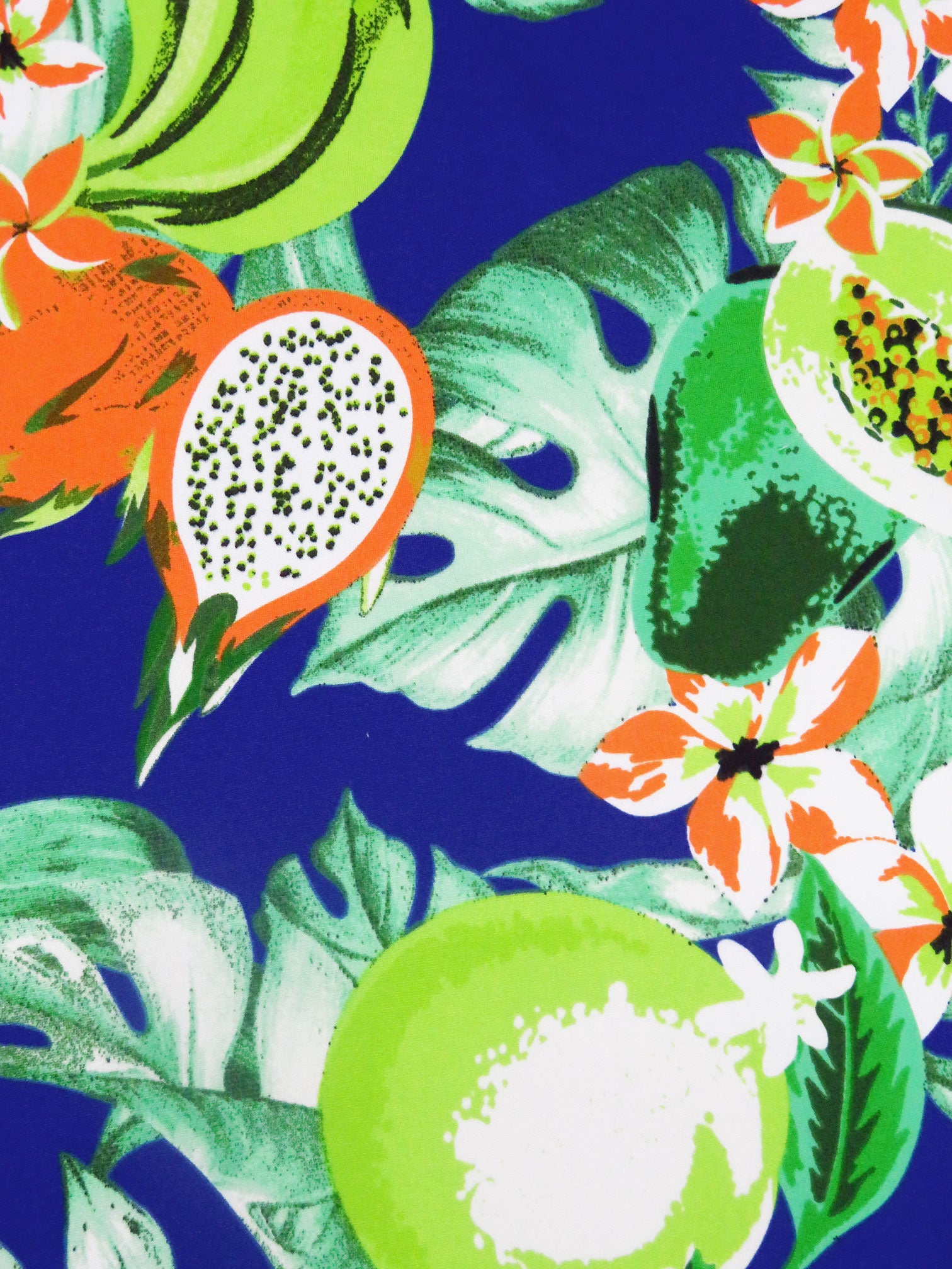 Orange/Dark Blue/Lime/Multi Polyester/Lycra Tropical Fruit Print