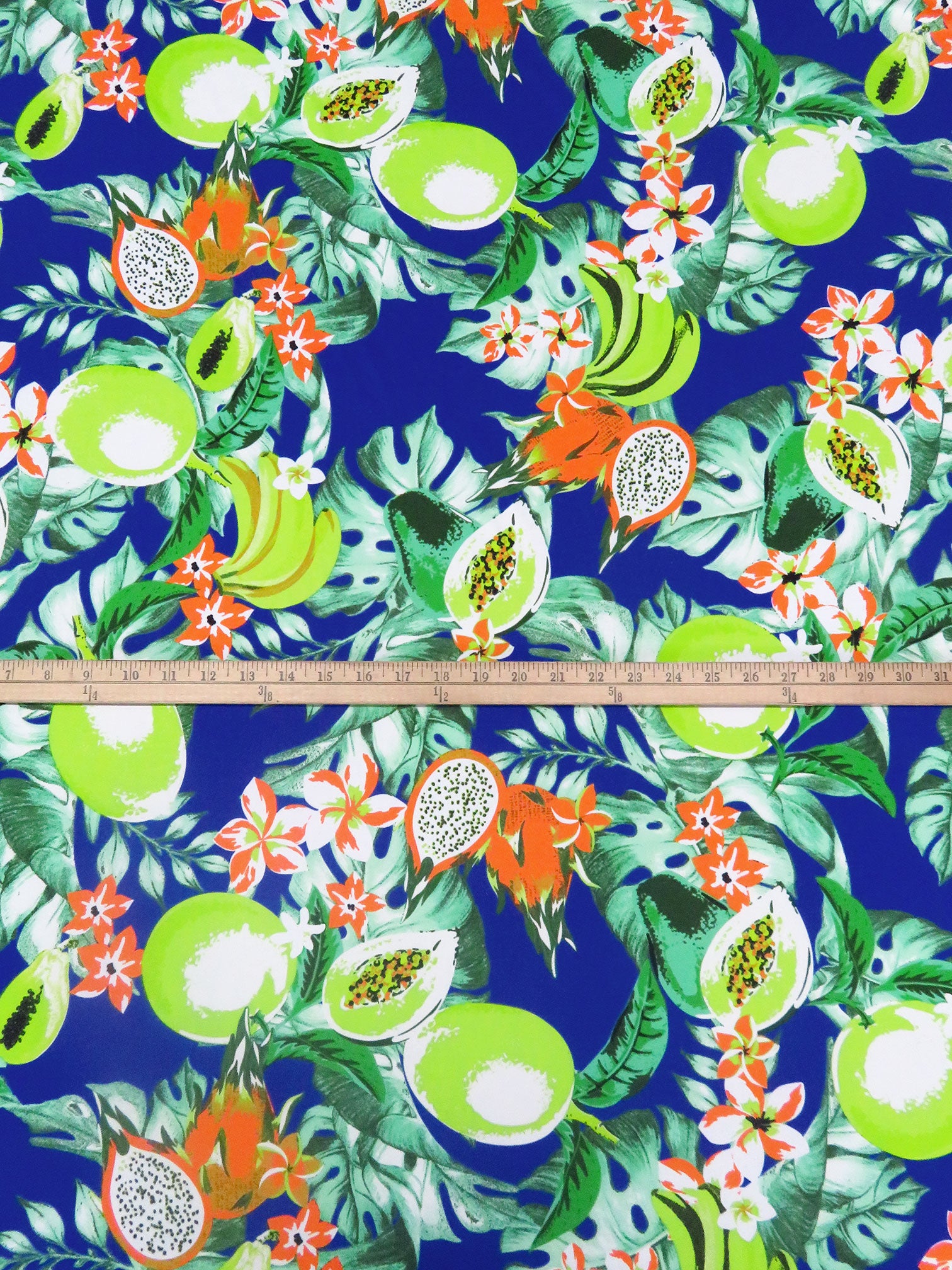 Orange/Dark Blue/Lime/Multi Polyester/Lycra Tropical Fruit Print