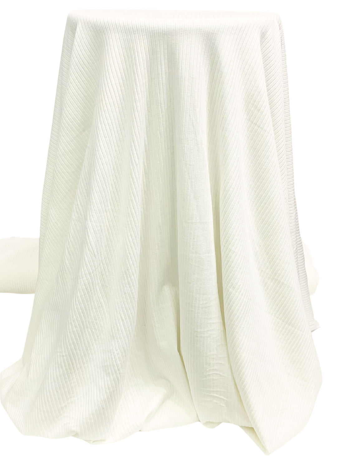 Palest Ivory Rayon/Lycra 4x2 Rib Knit - NY Designer - 64W