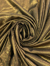 Metallic Gold/Black Polyester/Lycra 3x1 Foil Print Rib Knit - NY Designer - 58W