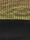 Metallic Gold/Black Polyester/Lycra 3x1 Foil Print Rib Knit - NY Designer - 58W