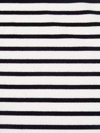White/Black Polyester/Lycra Horizontal Stripe Weave 1x1 Rib Knit - NY Designer - 56W
