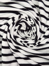 White/Black Polyester/Lycra Horizontal Stripe Weave 1x1 Rib Knit - NY Designer - 56W