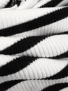 White/Black Polyester/Lycra Horizontal Stripe Weave 1x1 Rib Knit - NY Designer - 56W