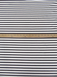 White/Black Polyester/Lycra Horizontal Stripe Weave 1x1 Rib Knit - NY Designer - 56W