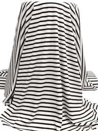 White/Black Polyester/Lycra Horizontal Stripe Weave 1x1 Rib Knit - NY Designer - 56W
