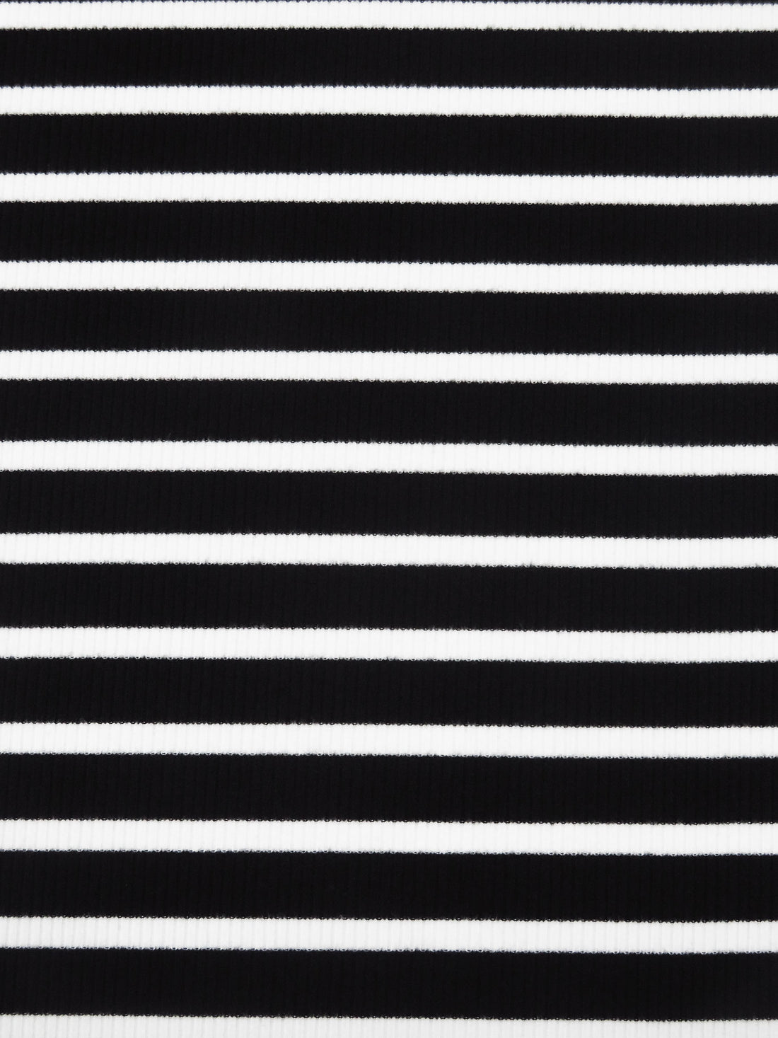 Black/White Polyester/Lycra Horizontal Stripe Weave 1x1 Rib Knit - NY Designer - 58W