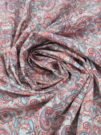 Scarlet/Carolina Blue/Dark Sapphire/White 100% Cotton Paisley Print Poplin Shirting 56W