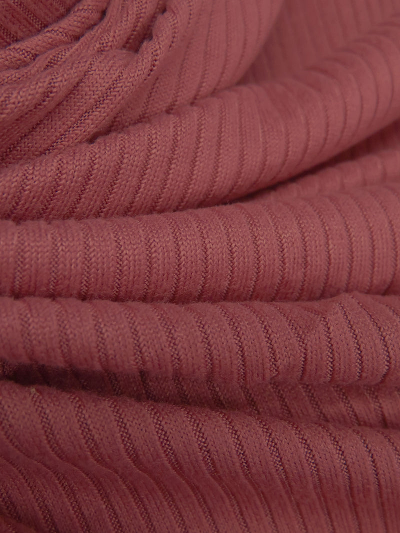 Dark Dusty Rose Polyester/Lycra 3x1 Rib Knit - NY Designer - 54W