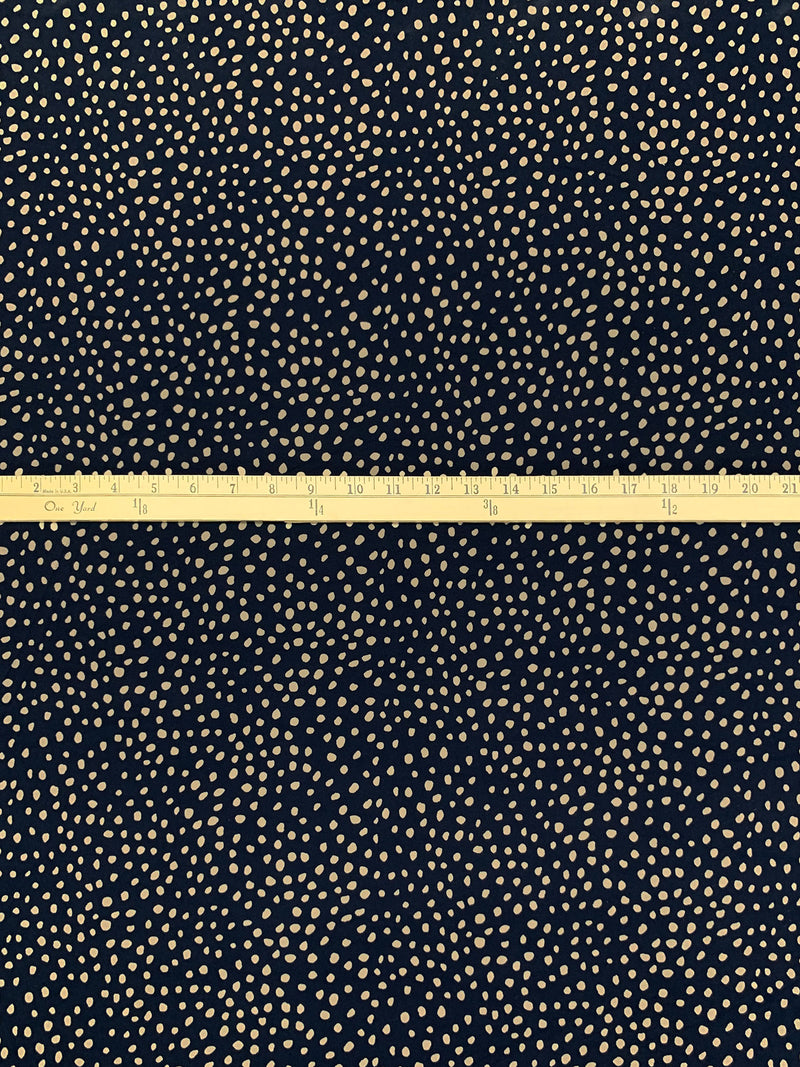 Navy/Tan Polyester/Lycra Scattered Dots Print ITY Knit 56W