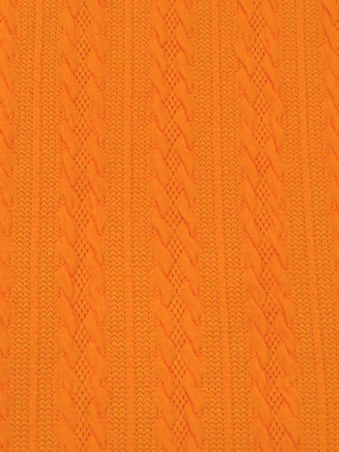 Vivid Carrot Orange Polyester/Lycra Jacquard Cable-Look Stripe Weave Double Knit - NY Designer - 60W