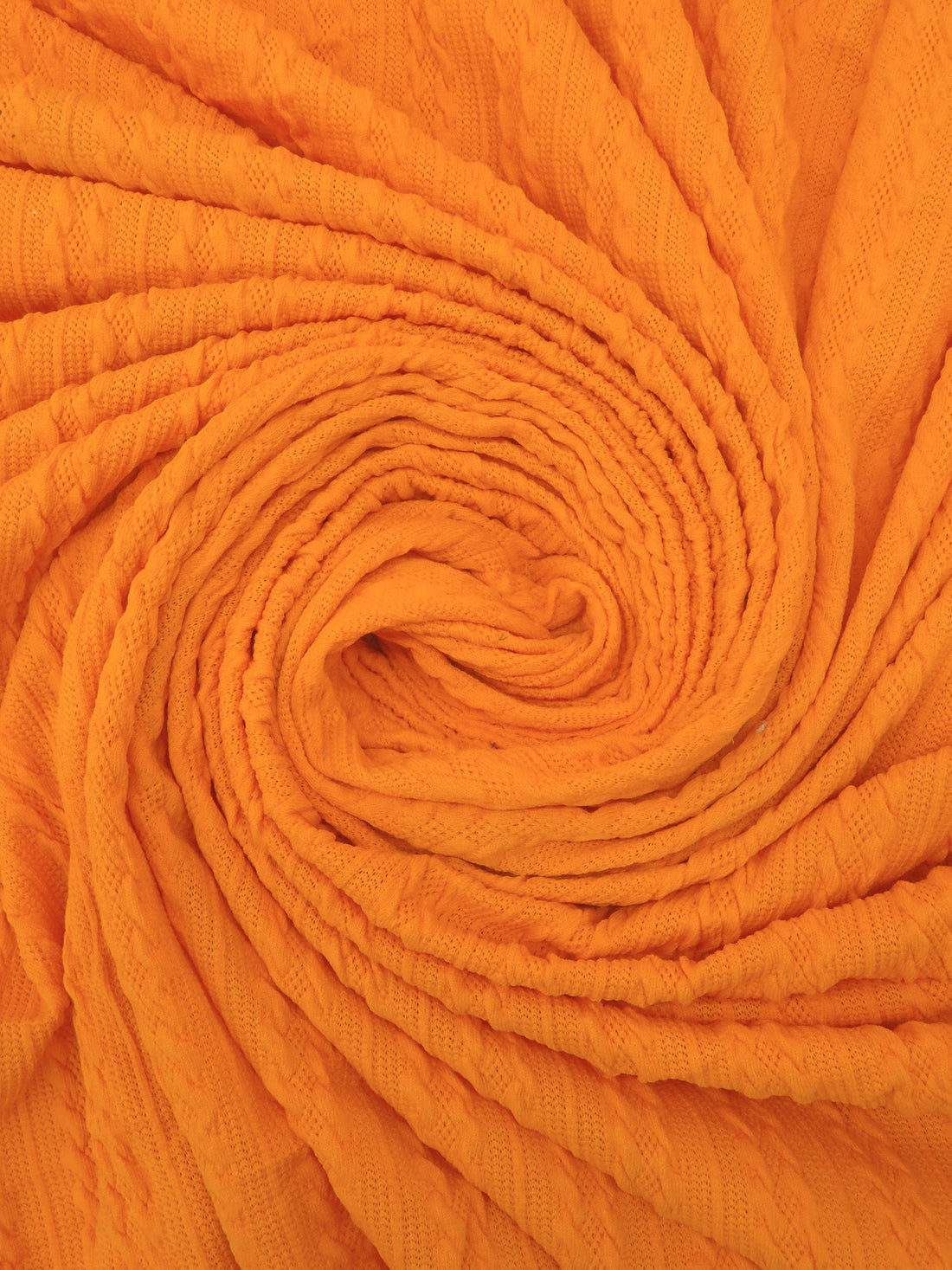Vivid Carrot Orange Polyester/Lycra Jacquard Cable-Look Stripe Weave Double Knit - NY Designer - 60W