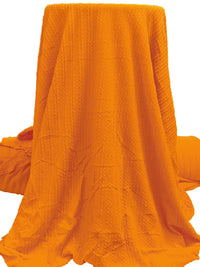 Vivid Carrot Orange Polyester/Lycra Jacquard Cable-Look Stripe Weave Double Knit - NY Designer - 60W