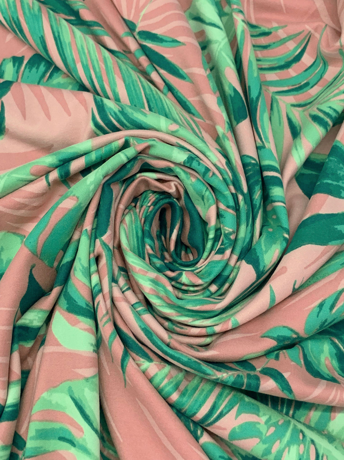 Dusty Pink/Jungle Green/Multi Polyester/Lycra Floral Print Double Brushed Knit 58W