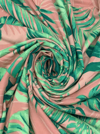 Dusty Pink/Jungle Green/Multi Polyester/Lycra Floral Print Double Brushed Knit 58W