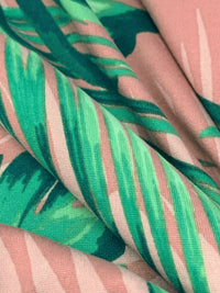 Dusty Pink/Jungle Green/Multi Polyester/Lycra Floral Print Double Brushed Knit 58W
