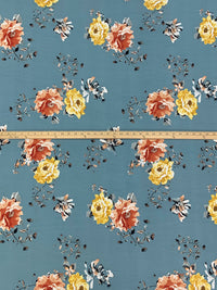 Cadet Blue/Goldenrod/Crimson/Multi Polyester/Lycra Floral Print Double Brushed Knit 61W