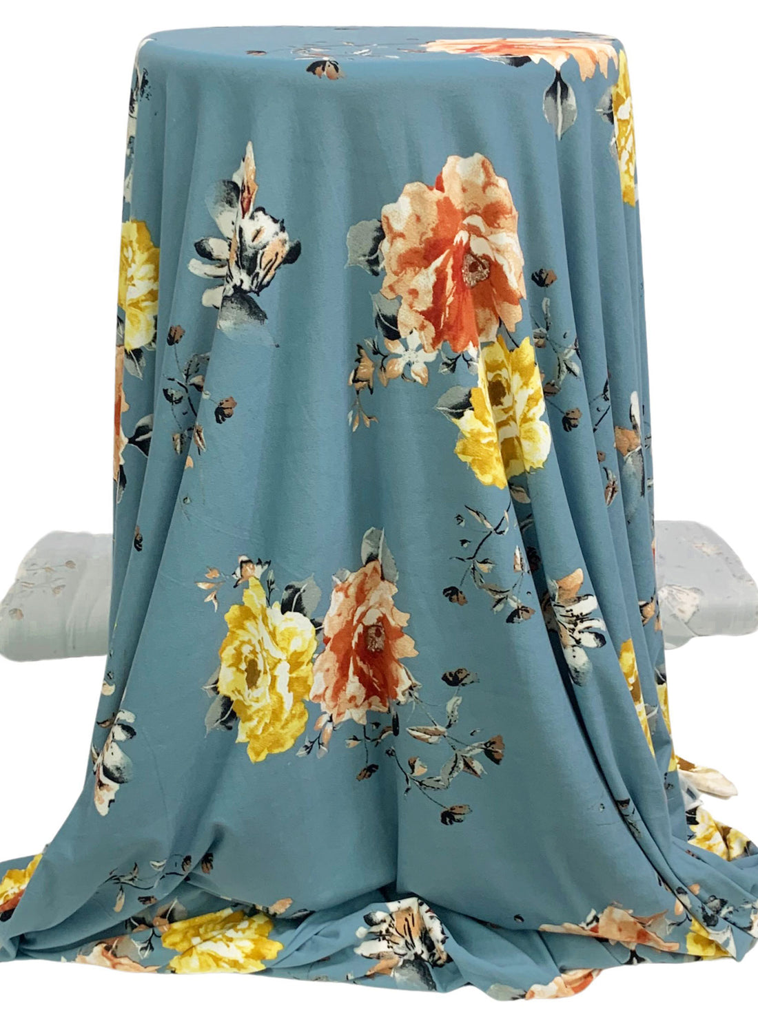 Cadet Blue/Goldenrod/Crimson/Multi Polyester/Lycra Floral Print Double Brushed Knit 61W