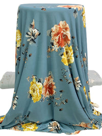 Cadet Blue/Goldenrod/Crimson/Multi Polyester/Lycra Floral Print Double Brushed Knit 61W