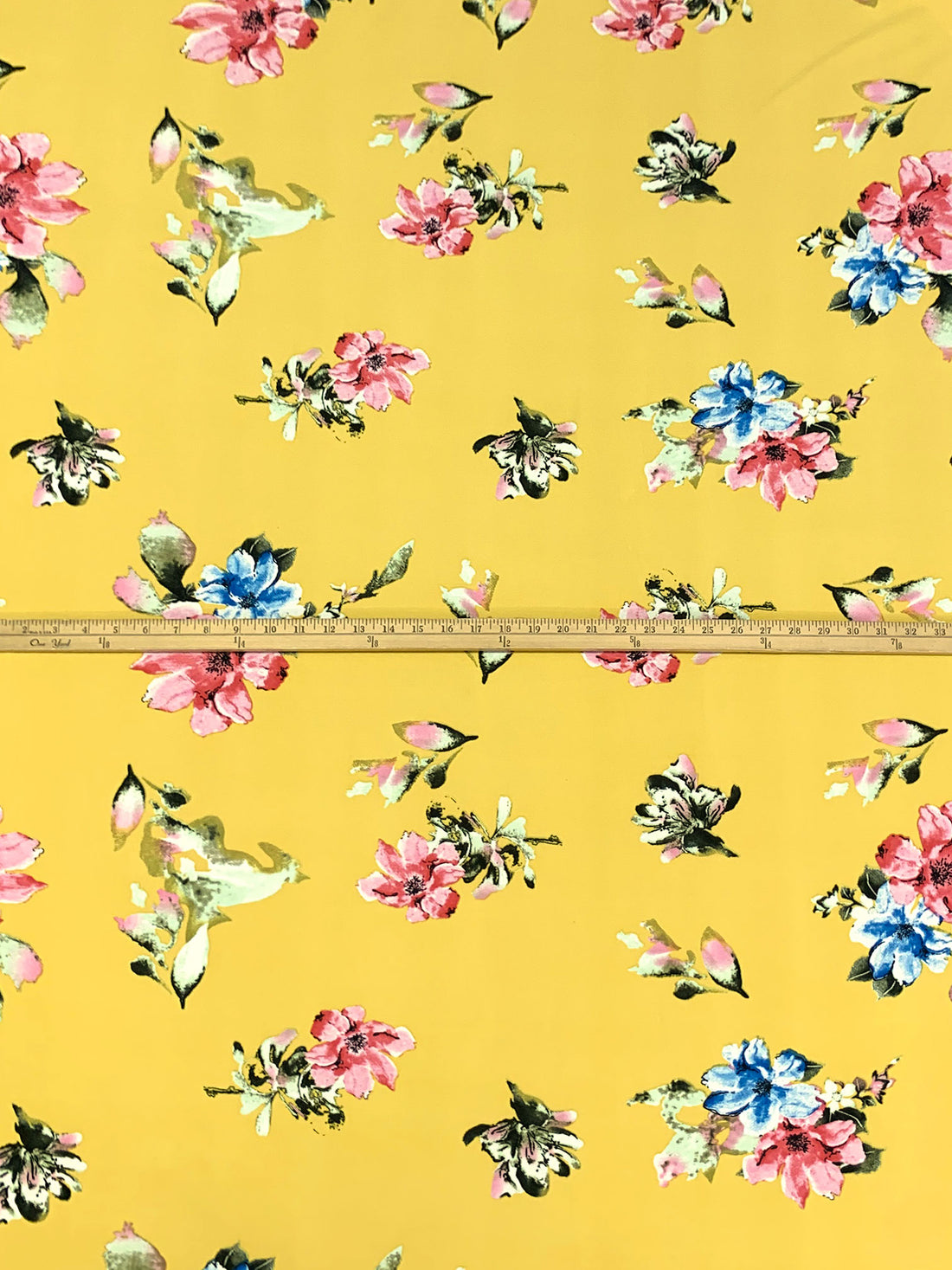 Dandelion/Sapphire/Congo Pink/Multi Polyester/Lycra Floral Print Double Brushed Knit 60W