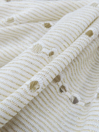 White/Gold Rayon/Metallic Horizontal Stripe Eyelet Jersey Knit 32W