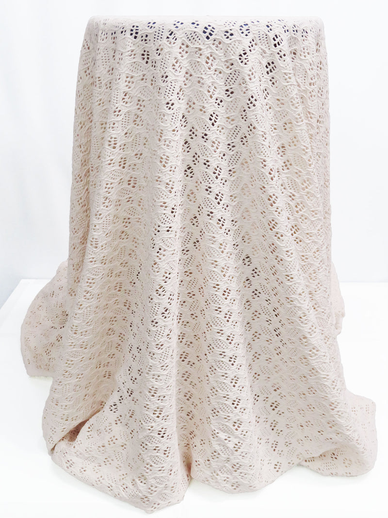 Blush Pink Polyester/Lycra Abstract Design Lace Knit 44W