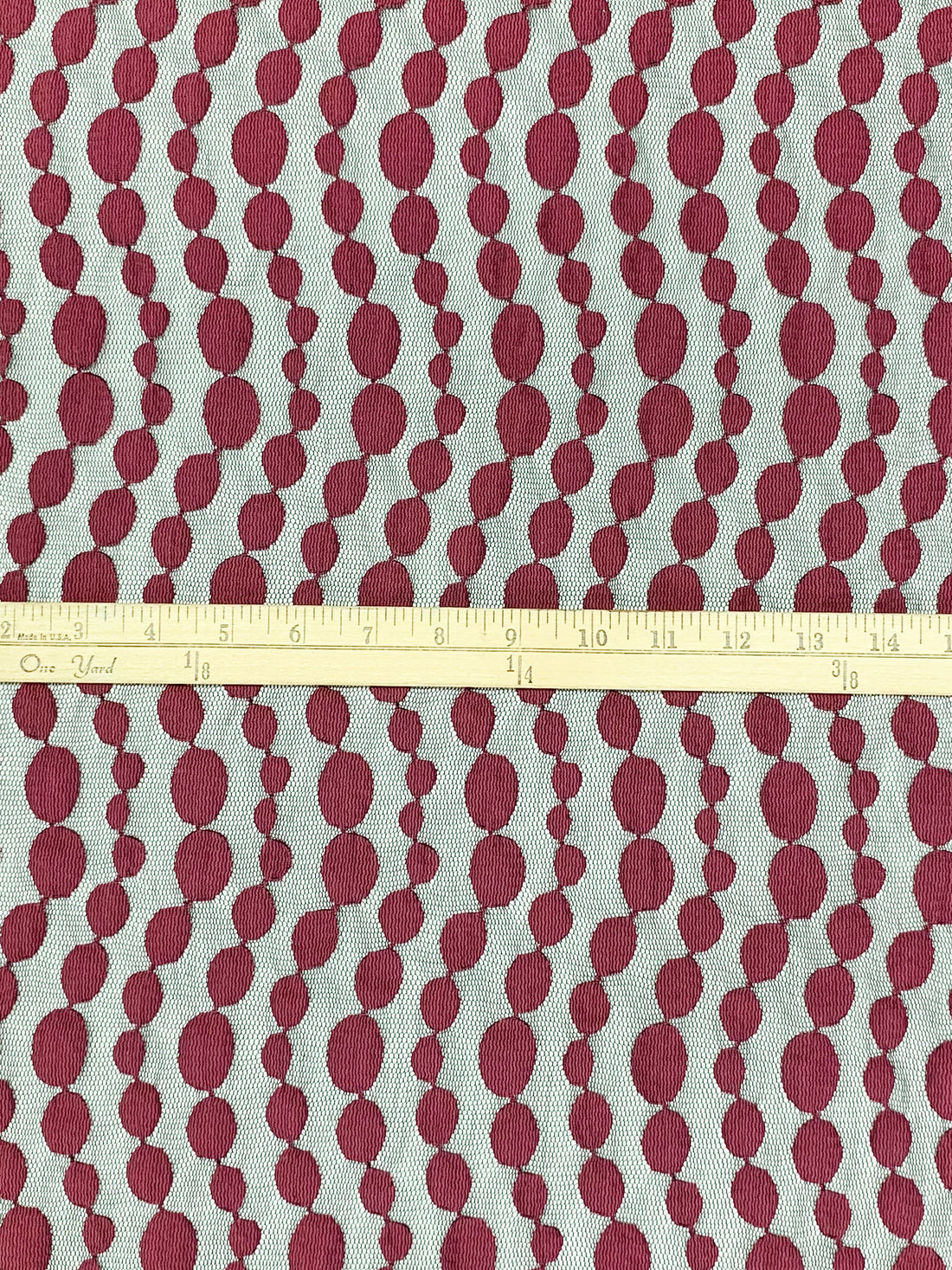 Cranberry Rose/Black Nylon/Polyester/Lycra Embroidered Wavy Dot Weave Netting 50W