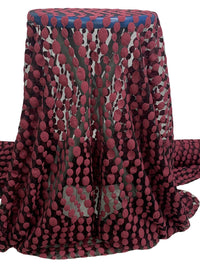 Cranberry Rose/Black Nylon/Polyester/Lycra Embroidered Wavy Dot Weave Netting 50W