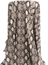 Cream/Black/Putty Gray Polyester/Lycra Snakeskin Print Brushed Jersey Knit 61W