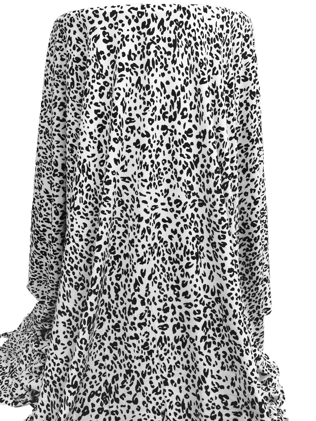 White/Black Polyester/Lycra Small Animal Print Brushed Jersey Knit 60W