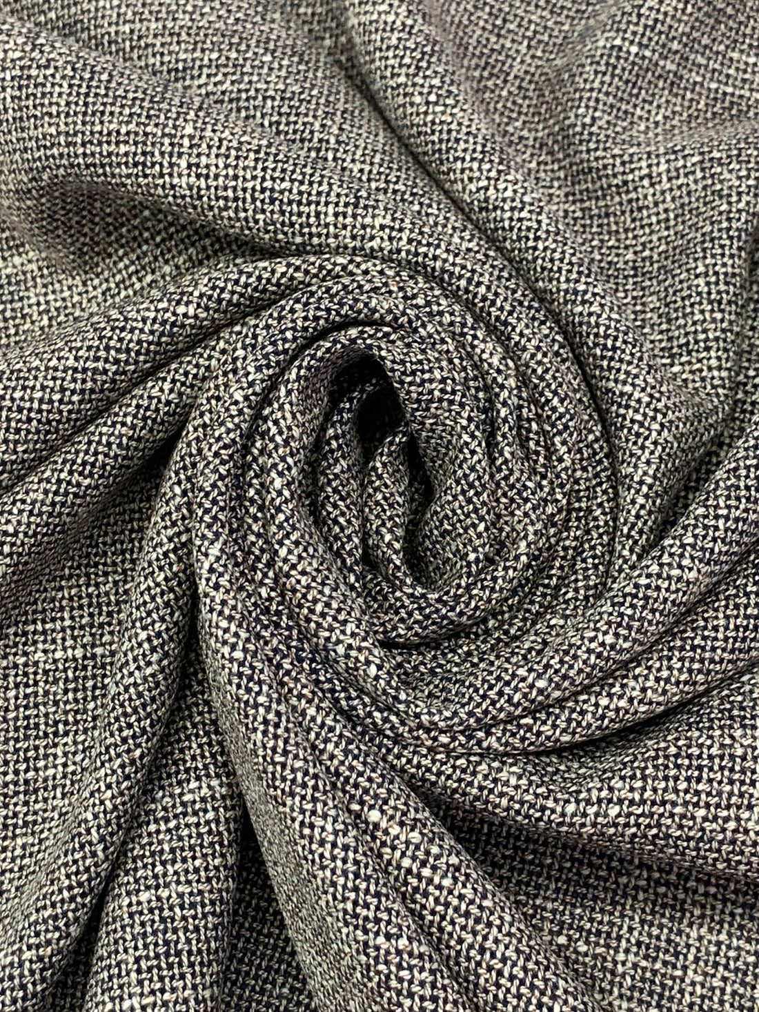 Parchment/Navy 100% Wool Tweed Basketweave Suiting - NY Designer - 56W