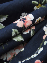 Navy Blue/Cherry Blossom/Sage/Multi 100% Cotton Floral Print Poplin Shirting 60W