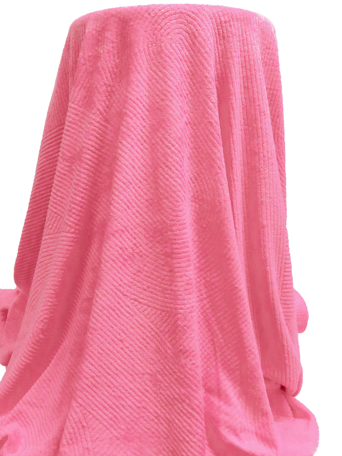 Warm Flamingo Pink Cotton/Polyester/Lycra Abstract Weave Terry Knit 62W