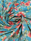 Pacific Blue/Living Coral/Meadow Green/Multi 100% Rayon Floral Print Challis 58W