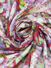 Cardinal Red/Lilac/Taffy Pink/Multi 100% Rayon Watercolor Floral Print Challis 58W