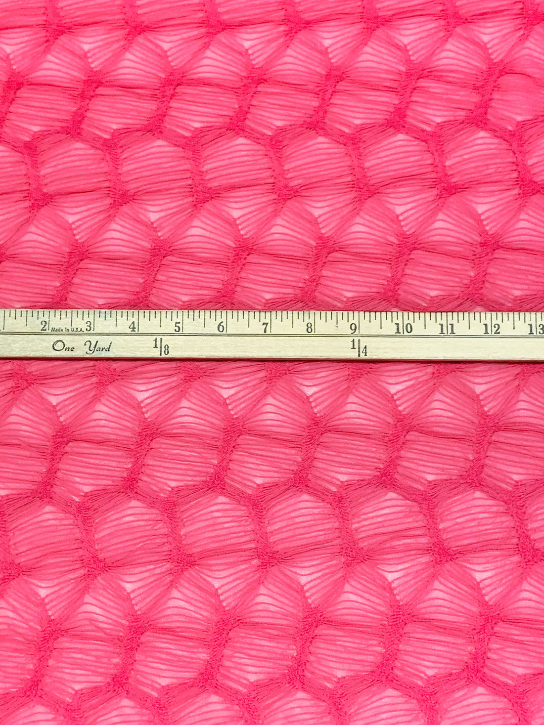 Brink Pink Polyester/Lycra Pleated Novelty Mesh Knit 56W